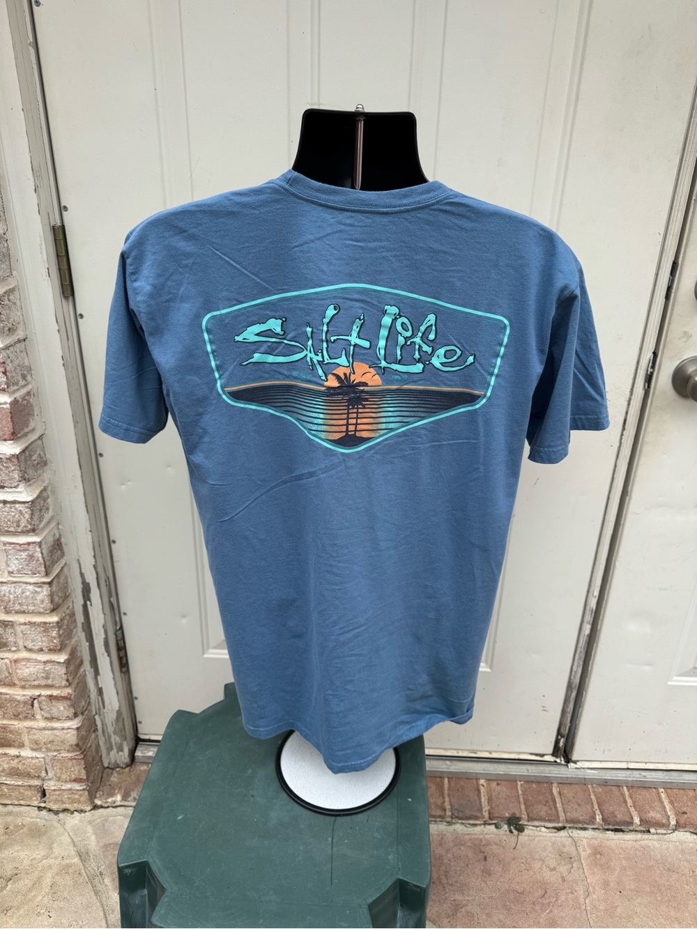 Salt Life, Men's Pocket T‑Shirt in Slate Blue, Size Large